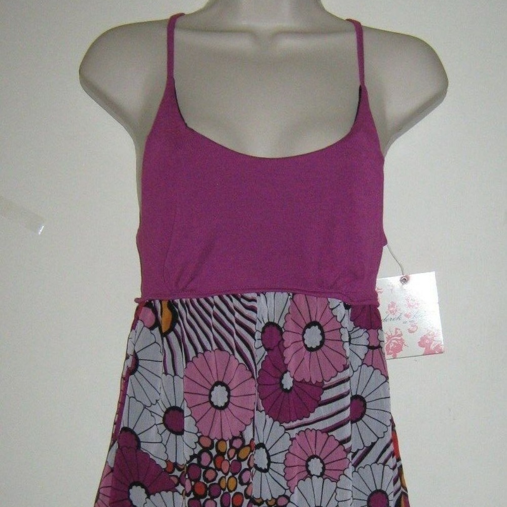 Cute Purple Multi Color Floral Print Lined Dress